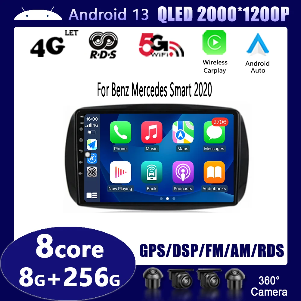 

Android 13 For Mercedes Benz Smart Fortwo 2014 - 2020 Car Radio DSP AHD Multimedia Navigation GPS ADAS QLED RDS Auto radio Video