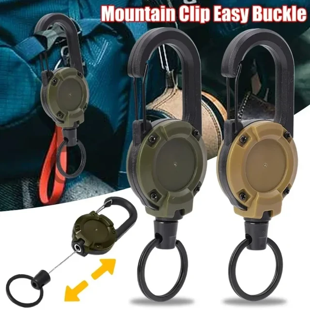 1/2pcs Heavy Duty Retractable Pull Badges ID Reel Carabiner Key Chain Steel  Wire Rope Buckle Key Holder Outdoor Keychain Tools - AliExpress