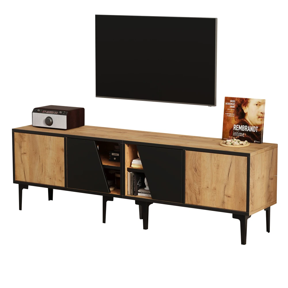 160 x 36,5 x 45 cm TV-Schrank mit 4 Fächern und 7 Stützbeinen, modernes minimalistisches Design, TV-Ständer, geeignet für 65-Zoll-Fernseher – Detail 8