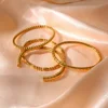 Waterproof 18k gold plating Stainless Steel Bamboo Cuff Bracelets Bangles for Woman Gold Color Wedding Female 3