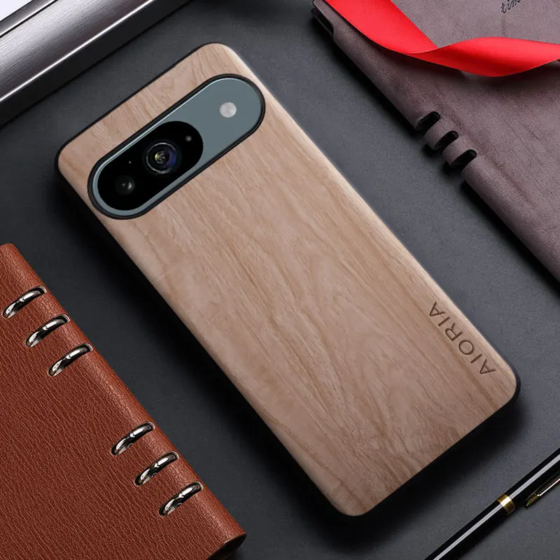 Elegant Bamboo Wood Pattern Leather Case for Smartphones - Unique Design Back Cover