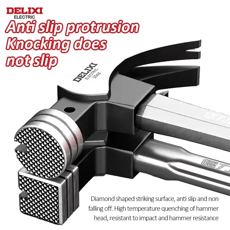 DELIXI ELECTRIC Claw Hammer Woodworking Hammer Nail Up Tool Multi-functional High Carbon Steel,claw hammer