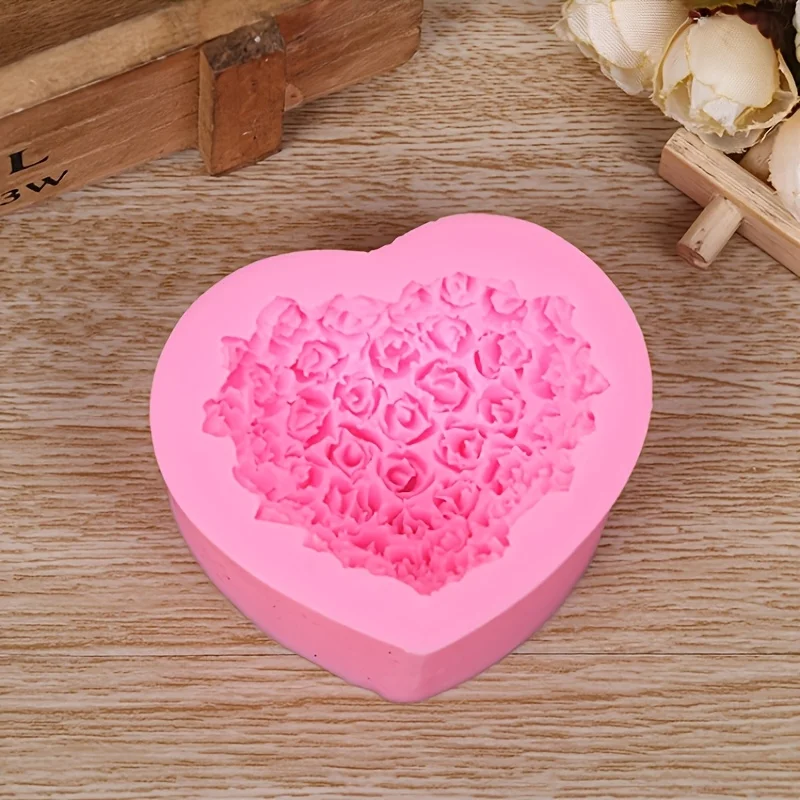 DIY Heart & Rose Candle Silicone Mold - Valentine's Day Decoration Image 3