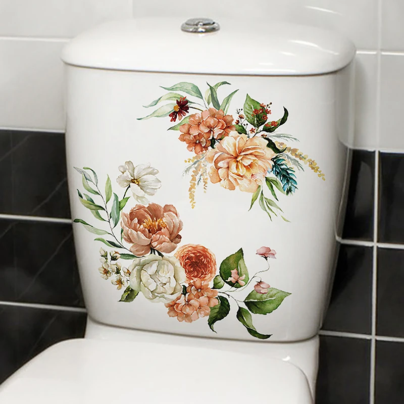 Butterfly Flower Toilet Seat Stickers Self-Adhesive Toilet Lid Decals Diy Removable Stickers For Bathroom Home Decor Ornaments