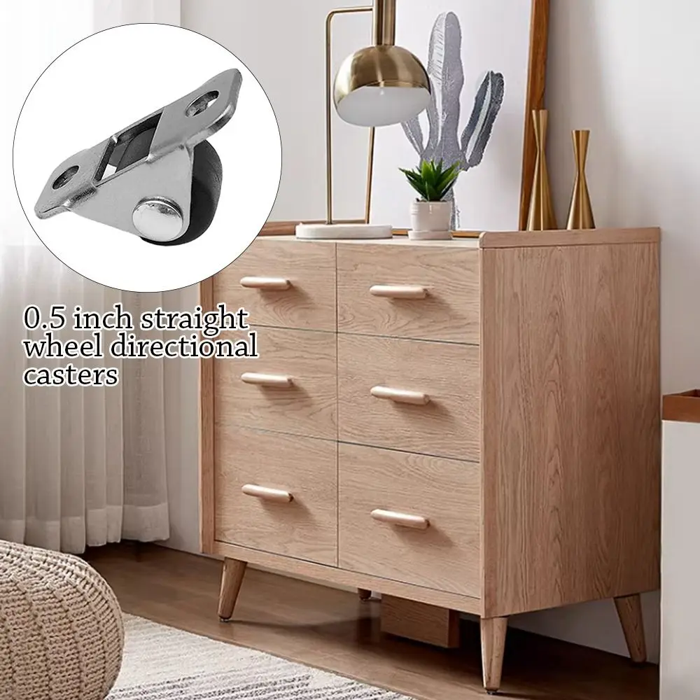 4/8Pcs 0.5 inch straight wheel directional casters, rubber silent hardware storage box, concealed furniture, coffee machine,