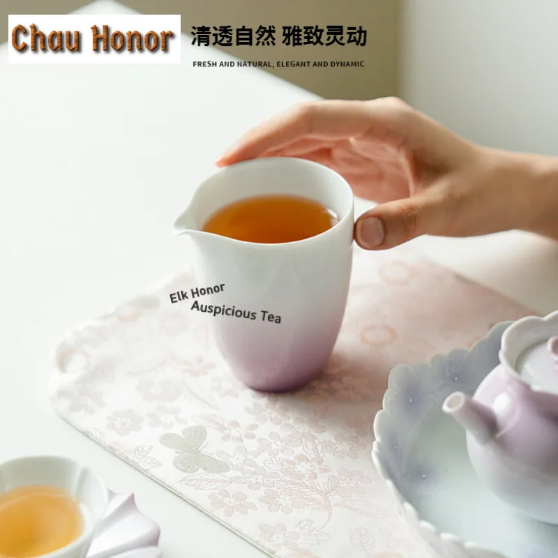 210ml Gradient Purple Ceramic Tea Pitcher Pour Tea Cha Hai Dispenser Justice Cup Coffee Fair Mug Cha Decoration Accessories Gift
