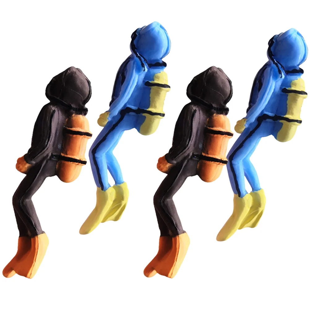 

4 Pcs Ocean Character Diver Model Decoración Hogar Small Resin Fish Tank Ornament Aquarium for Office Decoration