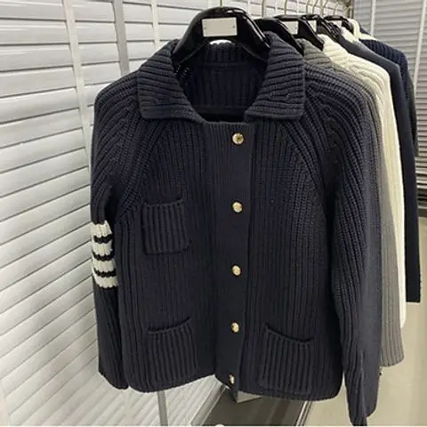 Couple Four-bar Cardigan Men and Women Slim Zipper