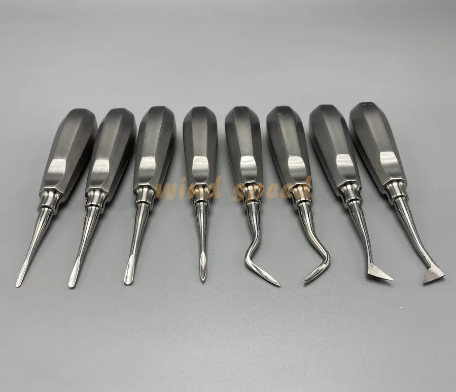 Set Di 3 Elevatori Dentali Crane #8 &ndash; Strumenti Chirurgici In Acciaio Inox &ndash; Impugnatura Esagonale
