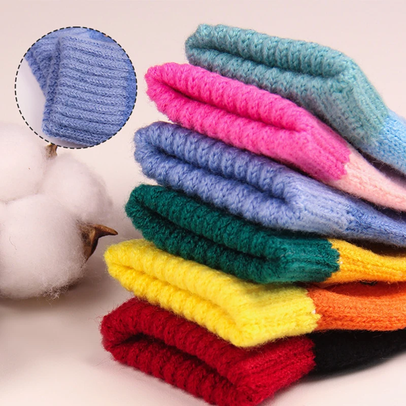 Cute Cartoon Kids Knitted Gloves Anti-Cold Children Cycling Glove 2-4Year Boy Girl Hand Winter Warmer Baby Full Finger Mittens