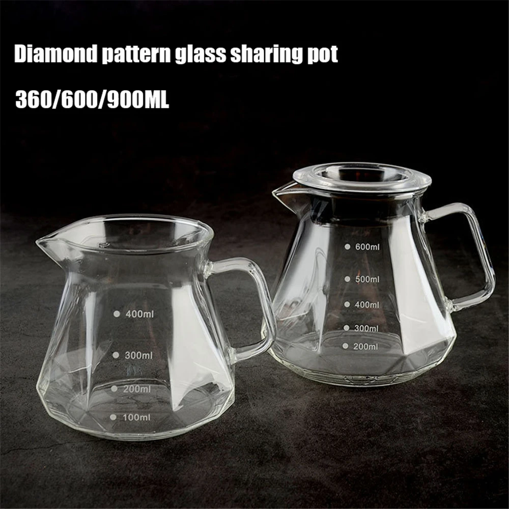 

360ml 600ml 900ml Pour Over Range Coffee Server Carafe Drip Coffee Pot Coffee Kettle Brewer Barista Percolator Clear
