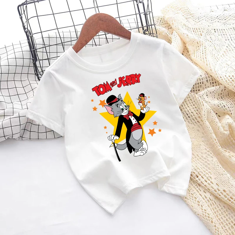 Children's Tom and Jerry Short Sleeve Casual Summer T-Shirt - Fashionable Birthday Gift