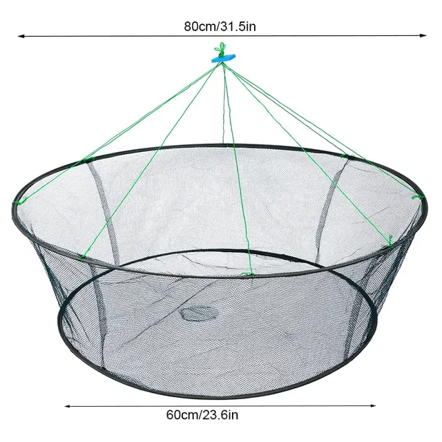 80CM Loose Mouth Folding Drop Fishing Net Shrimp Catcher Tank Casting Network Fish Eels Trap Cage Prawn Bait Crab Netting 2
