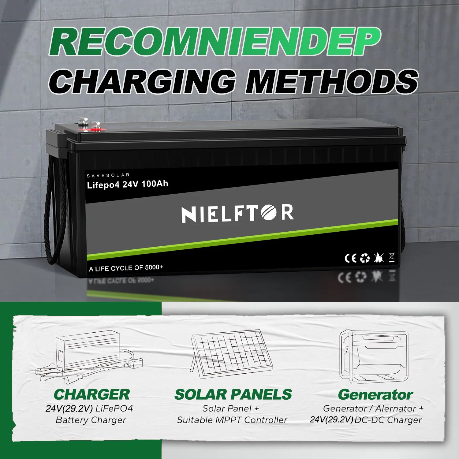 NIELFTOR LiFePO4 Battery Pack 12V 24V 48V 100Ah 200Ah 300Ah, Grade A 6000+ Cycles RV Golf Cart Boat Solar Lithium Battery EU Stock No Tax - Image 4
