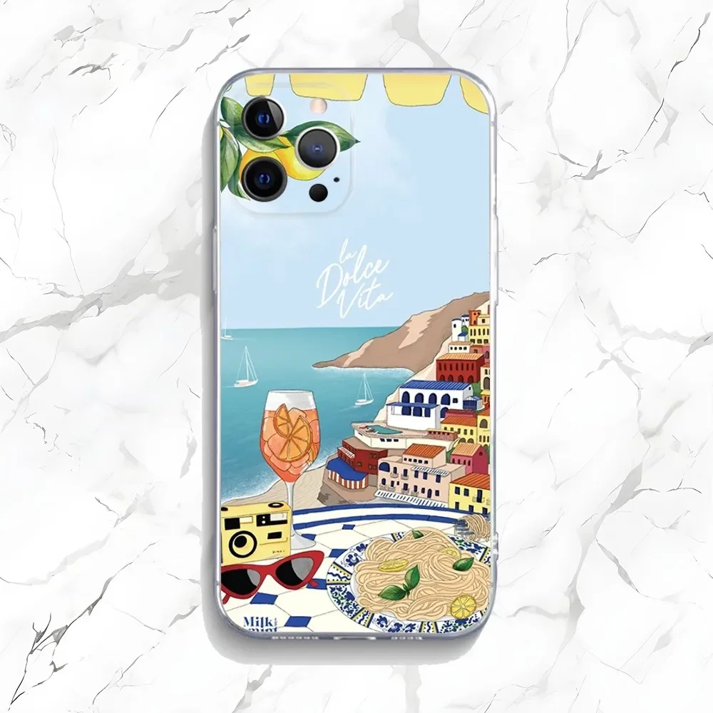 Ocean Wine Glass Lemon Design Phone Case - Stylish Protective Cover