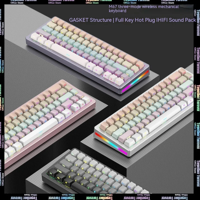

Xinmeng M67 Mechanical Keyboard Hot Swap 67key Thri Mode Bluetooth Gamer Gasket Keyboard Rgb Backlight E-sports Gaming Keyboard