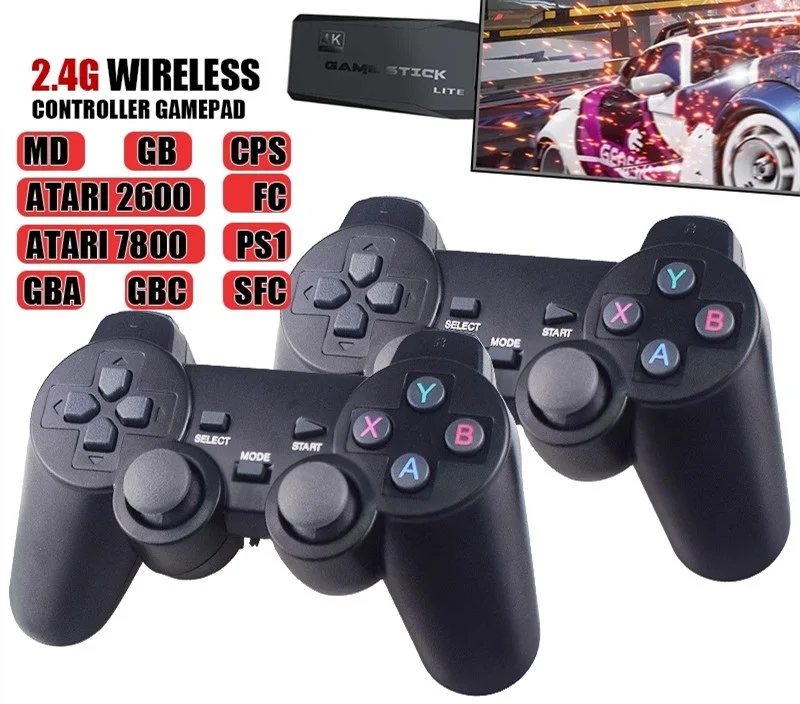 Игровая консоль Y3 Lite 10000 игр 4K 2 4 ГГц беспроводной контроллер для эмулятора PS1/SNES 9