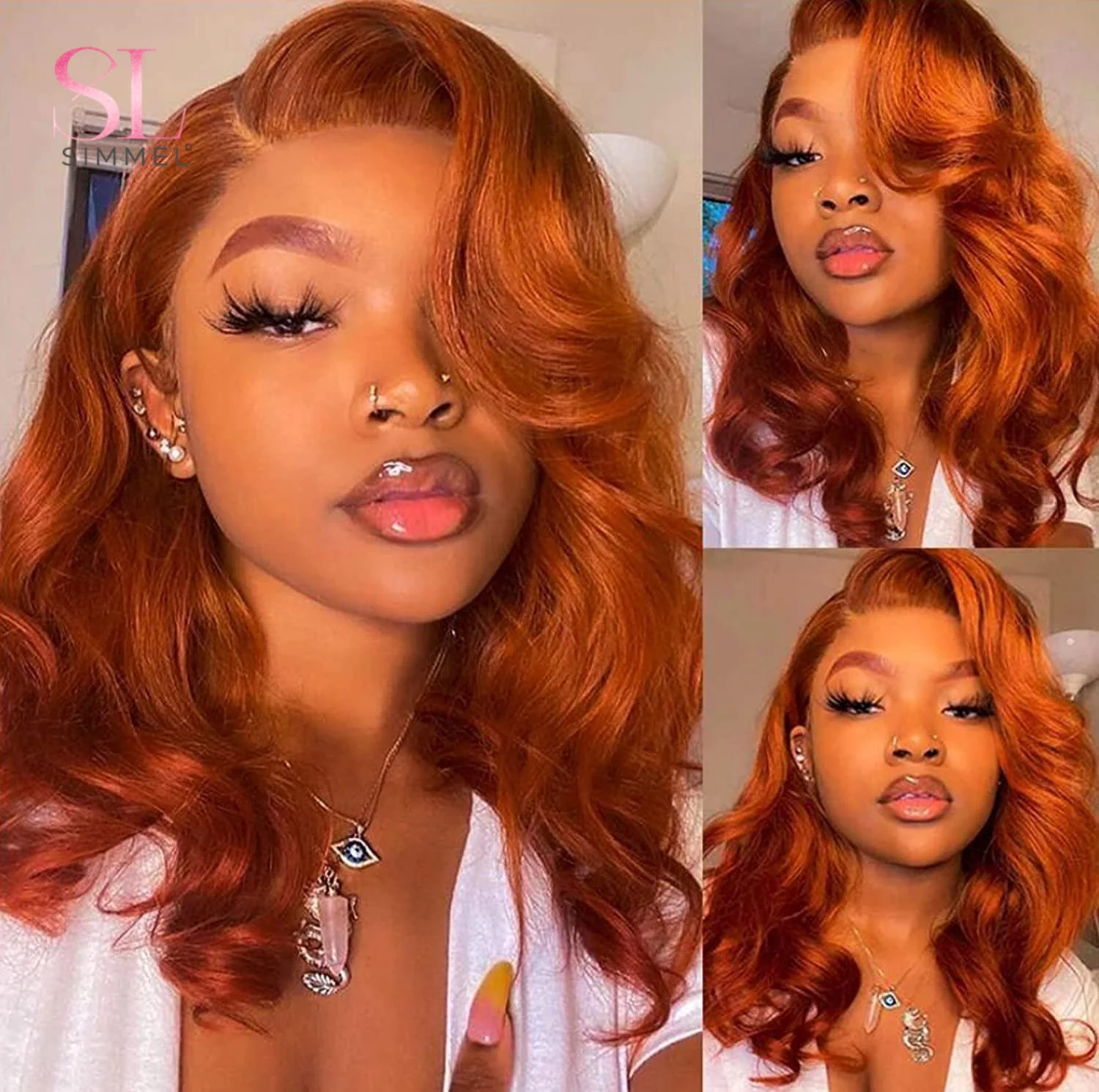 Ginger Orange Body Wave Bob Wig Lace Front Human Hair Wigs For Black Women Human Hair Orange Ginger Color Body Short Bob Wig