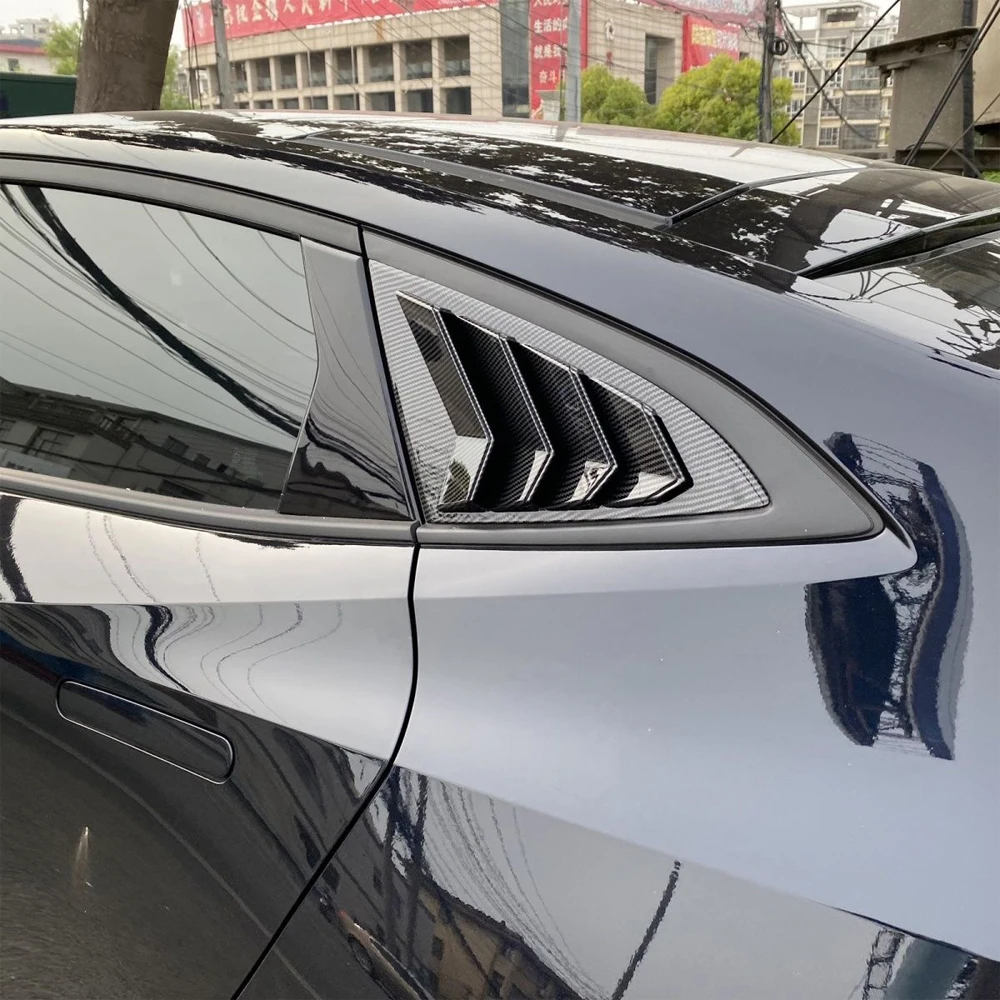 

For Changan UNIV 2021-2024 Car Rear Louver Window Side Shutter Cover Trim Sticker Vent Scoop ABS Carbon Fiber Black Accessories