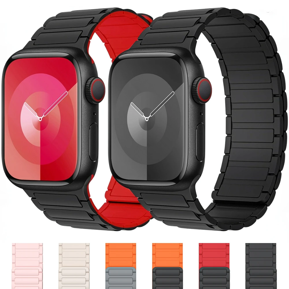 

Silicone Strap for Apple Watch Band 45mm 41mm 44mm 40mm 42mm 38mm 49mm Magnetic Wristband iWatch Series Ultra 9 8 7 6 5 4 3 SE 2