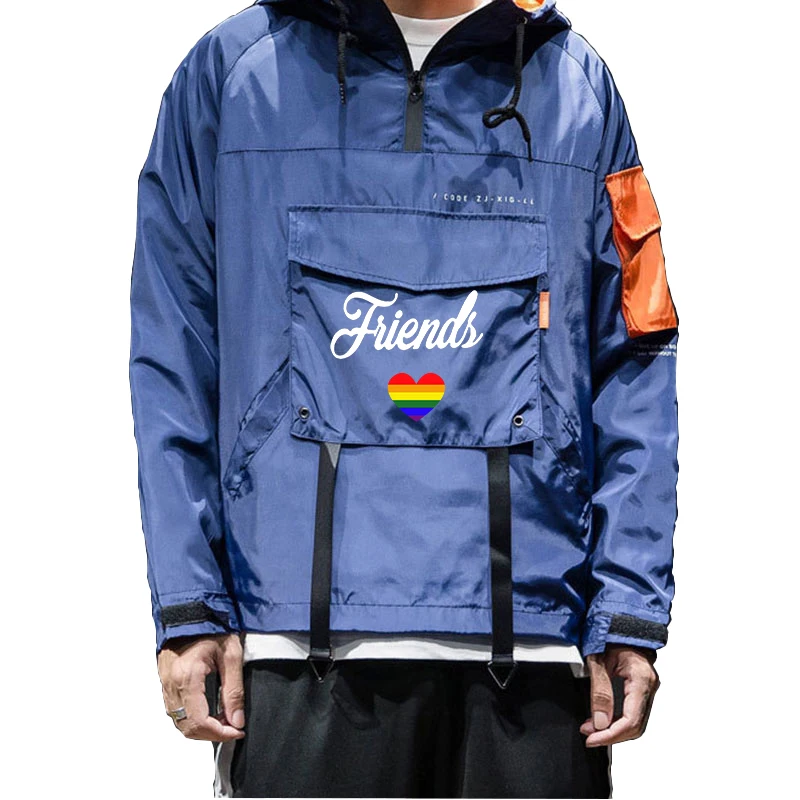 New Printed Fashion Men's Windproof Pullover Sweatshirt Pocket Hooded Pullover Youth Hip Hop Jacket