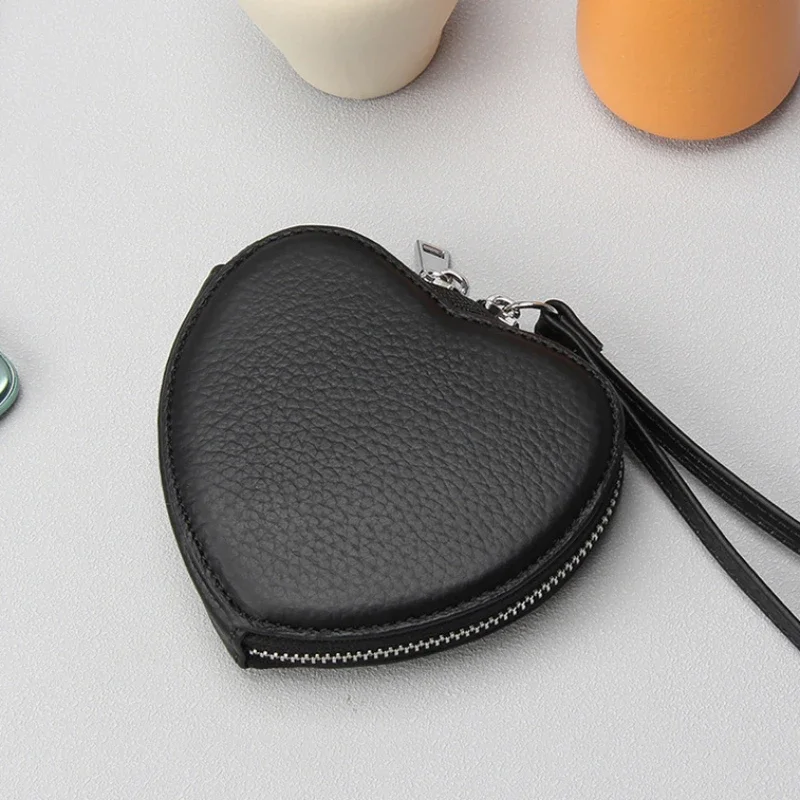 Genuine Leather Heart Bag Coin Purses for Women Cute Children's Handbag Change Wallet Designer Original Kawaii Wallets for Girls coin purse women wallet card wallet coin wallet change bag