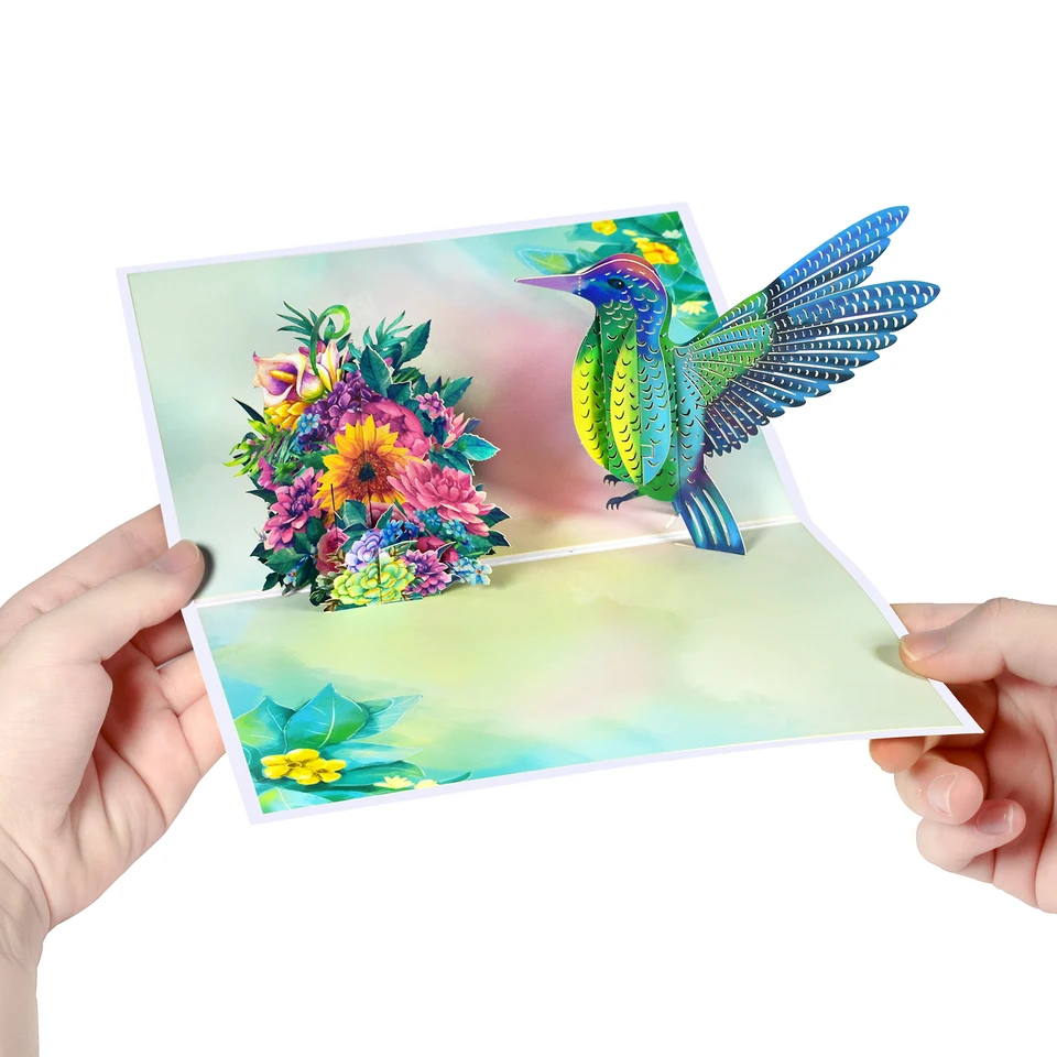 Carte D'anniversaire Pop-up 3D Colibri Et Fleurs Pour Femme - Avec Enveloppe | Pour Mère, épouse, Petite Amie, Fille