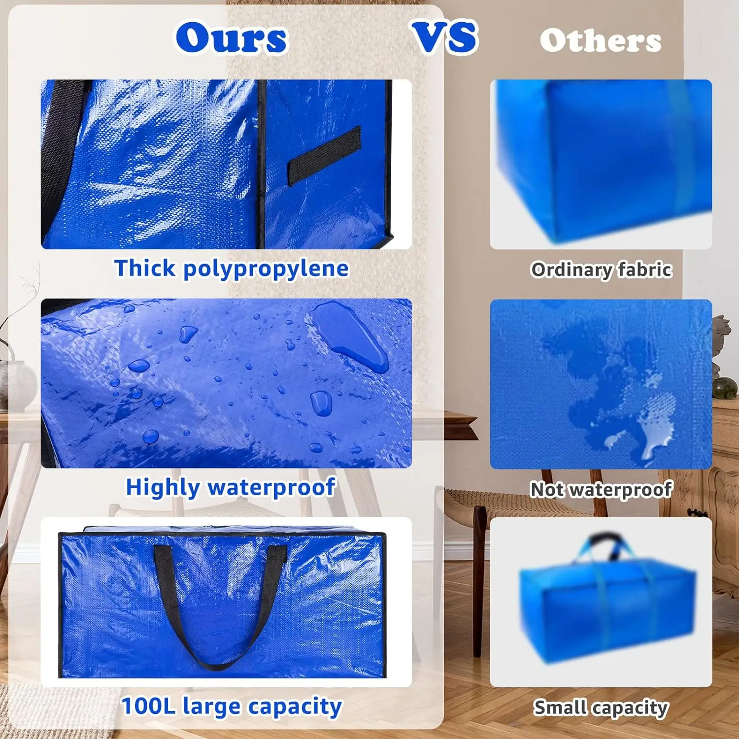 Portable Big Capacity Storage Bag Waterproof Dustproof Moistureproof Quilt Clothes Closet Under-Bed Packing Storage Organizer 3