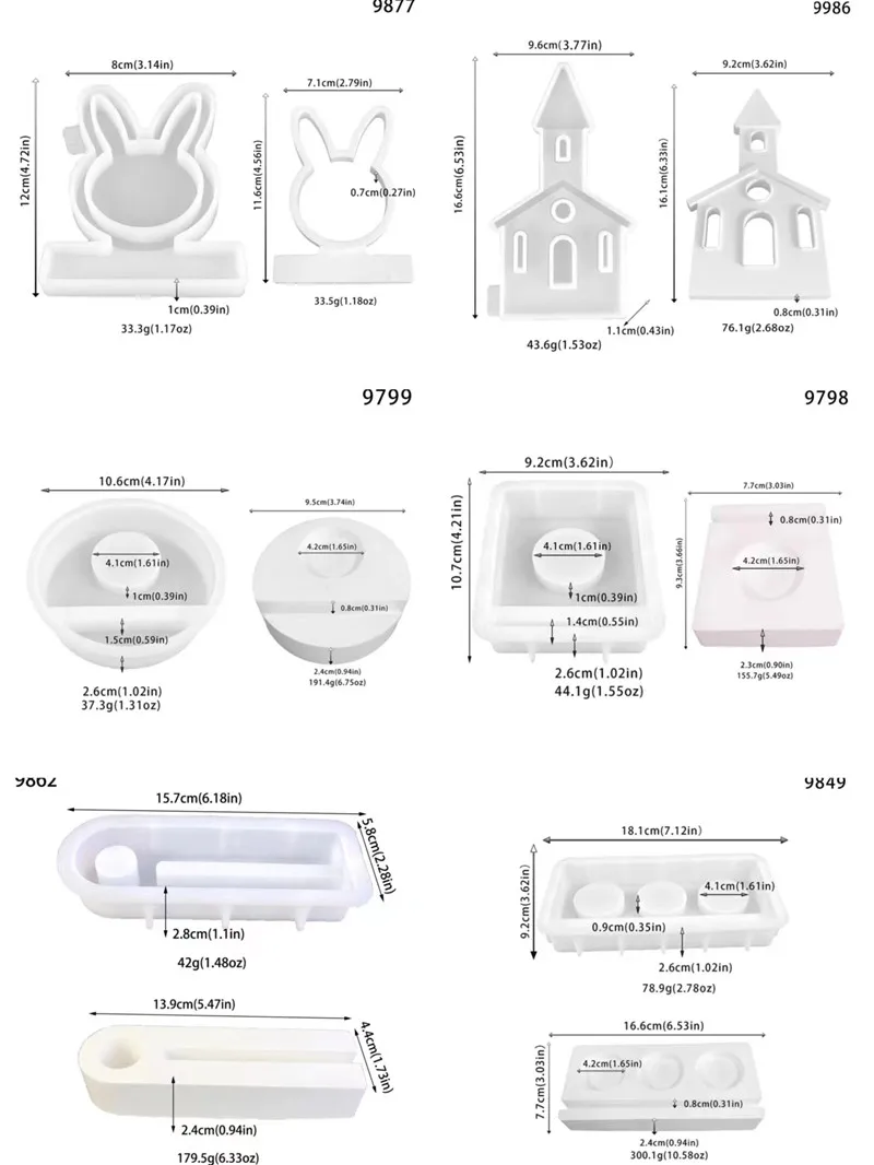 Castle Love House Candle Holder Silicone Mold DIY Cement Gypsum Clay Pouring Hollow Rabbit Resin Ornaments Mold Home Decoration images - 6