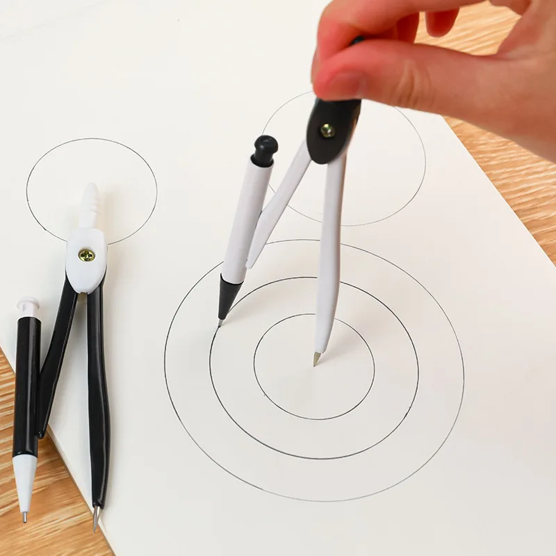 Metal Compass Professional Math Geometry with Pencil Pattern School Students Drafting Draw Circle Supplies Stationery Set