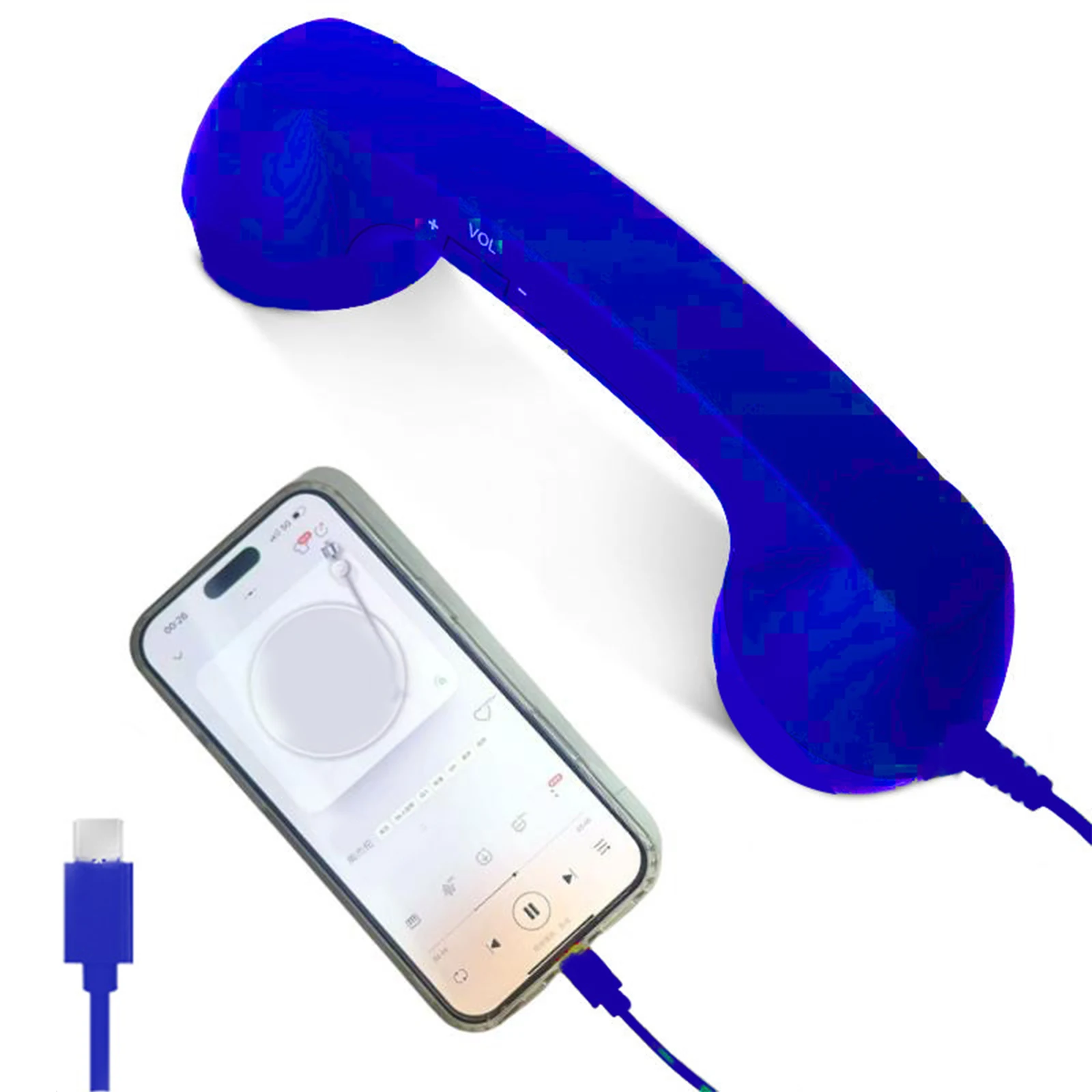 레트로 스타일 휴대폰 핸드셋, USB-C 인터페이스 유선 전화 헤드폰 (휴대폰/모바일/태블릿/노트북용)