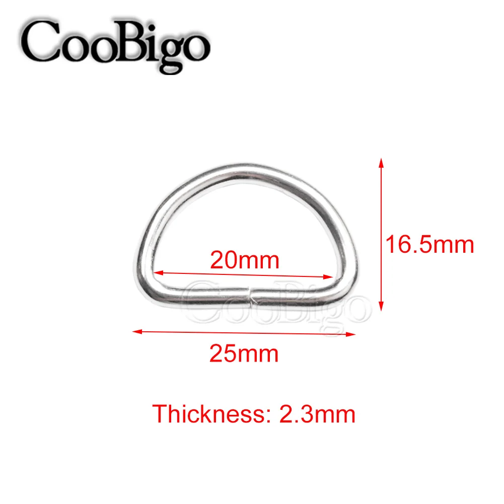 Dee D Ring Buckle Clasp Handbag Purse Strap Belt Bag Backpack Dog Collar Chain Buckles DIY Accessories Thickness 20mm 10pcs d ring buckle