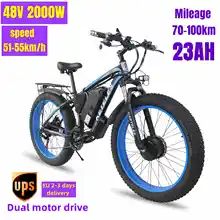 26 inch 4.0-tire electric bicycle 48V2000W Dual drive front and rear motor electric snowmobile ATV with 23AH Samsung lithium