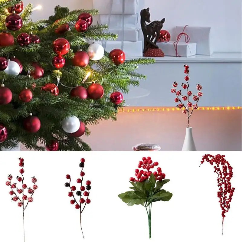 

Red Berry Stems Christmas Red Berries Fruit Branches Free DIY Create A Christmas Mood Wedding Decoration Christmas Tree
