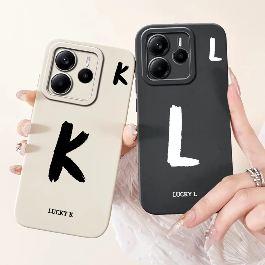 Cute Letters Soft Silicone Phone Case - Global Cover for Xiaomi Redmi Note 14 2025