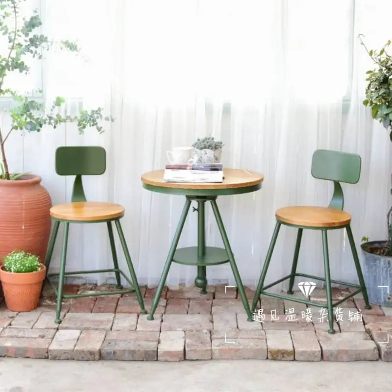 Balcony table and chair combination simple leisure small round table garden outdoor courtyard milk tea shop iron indoor