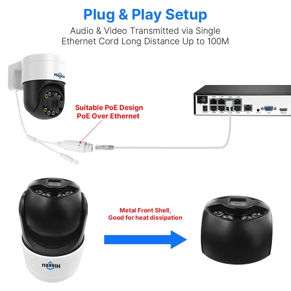 كاميرا Hiseeu 5MP 4K 8MP POE PTZ IP ONVIF كاميرات...