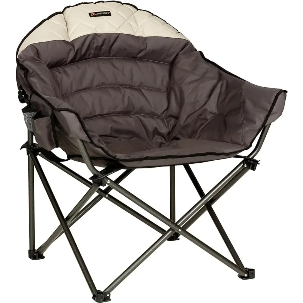 

Comfortable Round Shape Foldable Chair Powder Coated Steel 600D Polyester Fabric Nature Hike 300 Lb. Capacity Camping Supplies