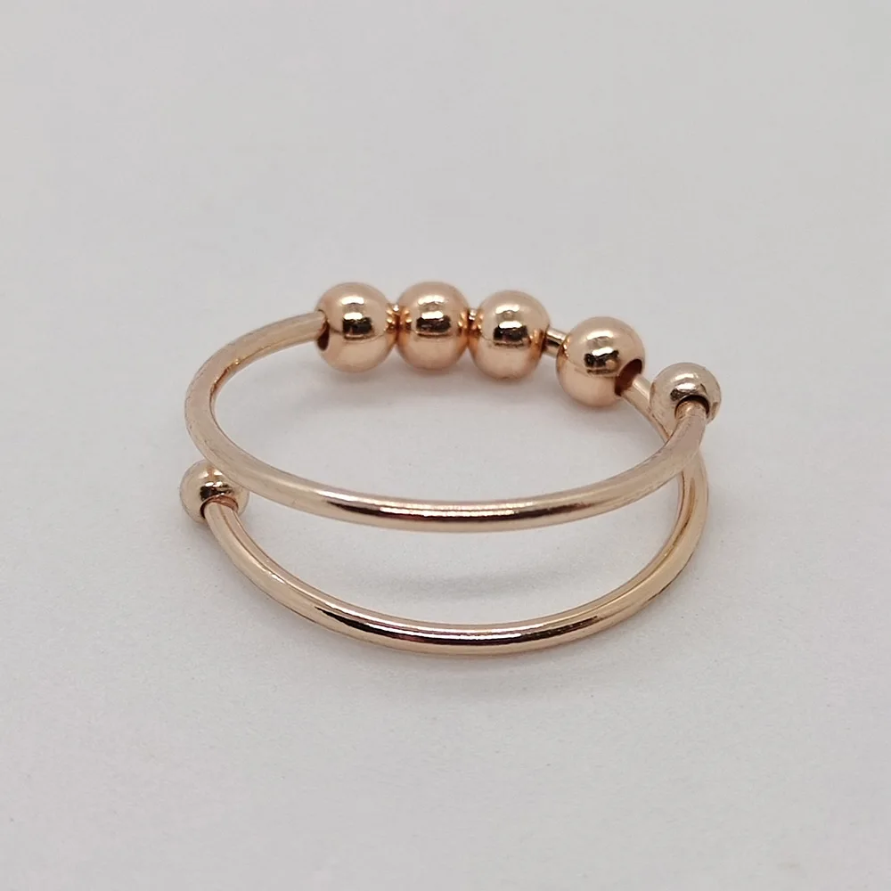 Minimalist Anxiety Ring for Girls Women Rotate Fidget Rings Men Anti-stress Stainless Steel Spiral Beads Ring Jewlery Gift
