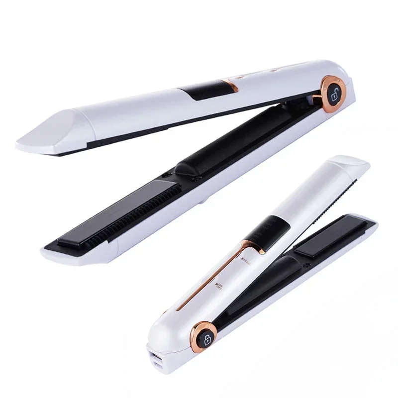 Portable USB Rechargeable Hair Straightener With Power Bank Lock System Travel Flat Irons Wireless Straightening Hair Curler hair straightener hair curler hair iron hair tools