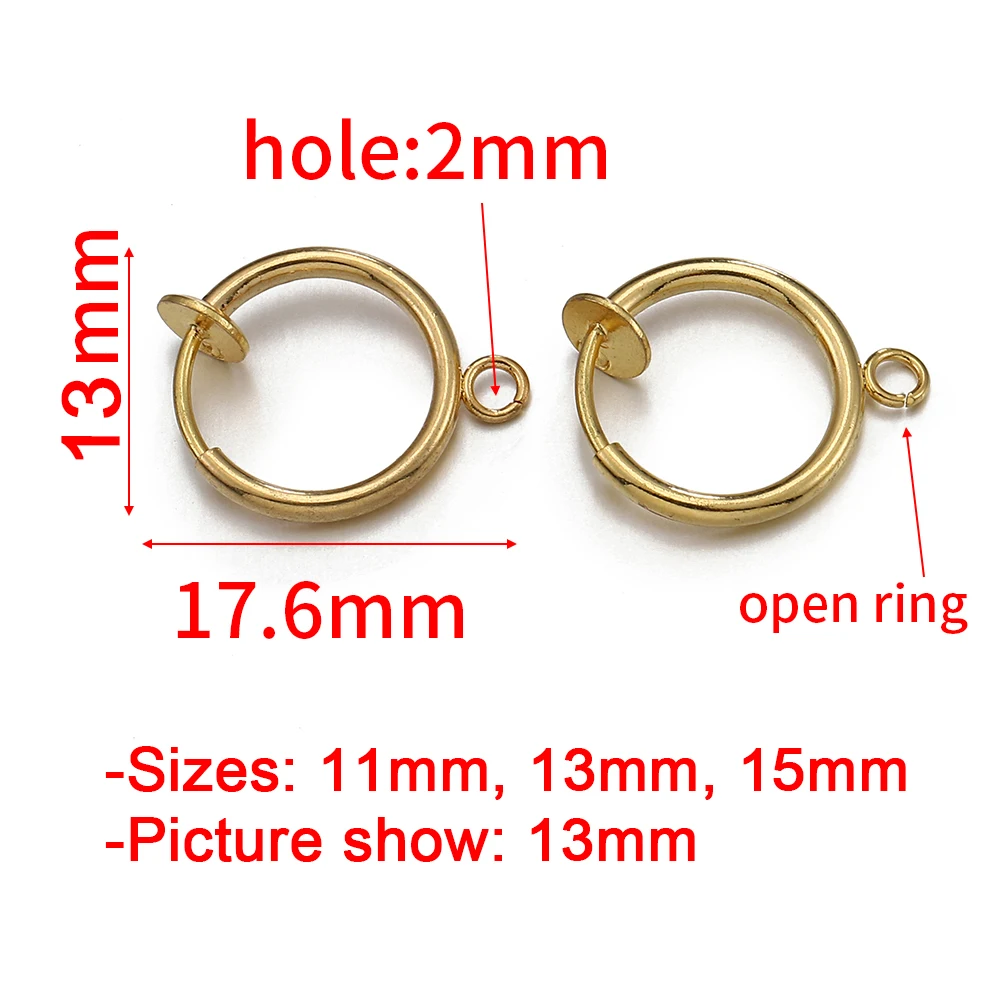 10pcs Retractable Clip on Ear Clip Hoop Non Piercing Silver Color Copper Round Earring Clips for Earrings Jewelry Making DIY 3