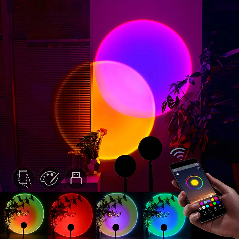 Smart Bluetooth Sunset Projection Lamp Sunset Projector Night Light APP