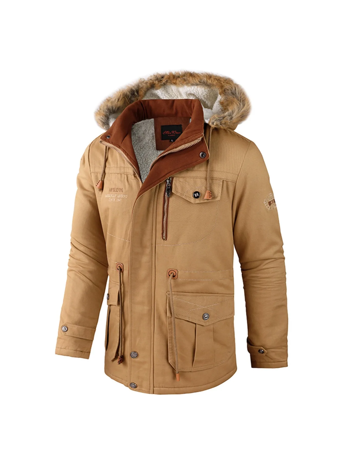 

Parkas for Men Nature Hike Lightweight Padded Jackets Sweatshirt With Zipper Big Size Coats Hooded Winter Men's Sweat-shirt Coat