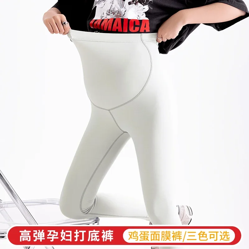 Spring Summer Nylon Cropped Yoga Pants for Maternity High Waist Support Pencil Legging for Pregnant Women Y2k Youth Pregnancy