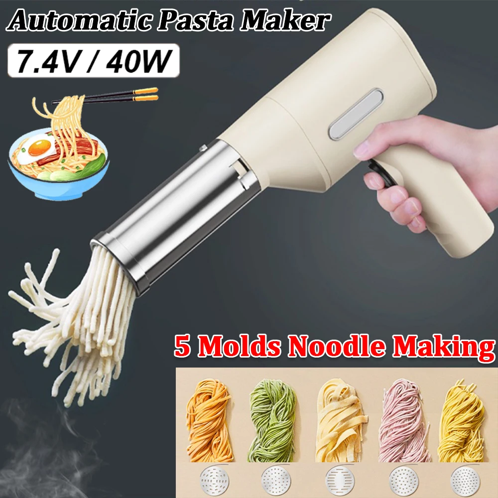 S188fed30668d4d6ca6b4fbbe21c83524g Elektryczny urządzenie do produkcji makaronu bezprzewodowy 5 w 1 maszyna do makaronu do domu automatyczne ładowanie ręczny mały elektryczny pistolet powierzchniowy