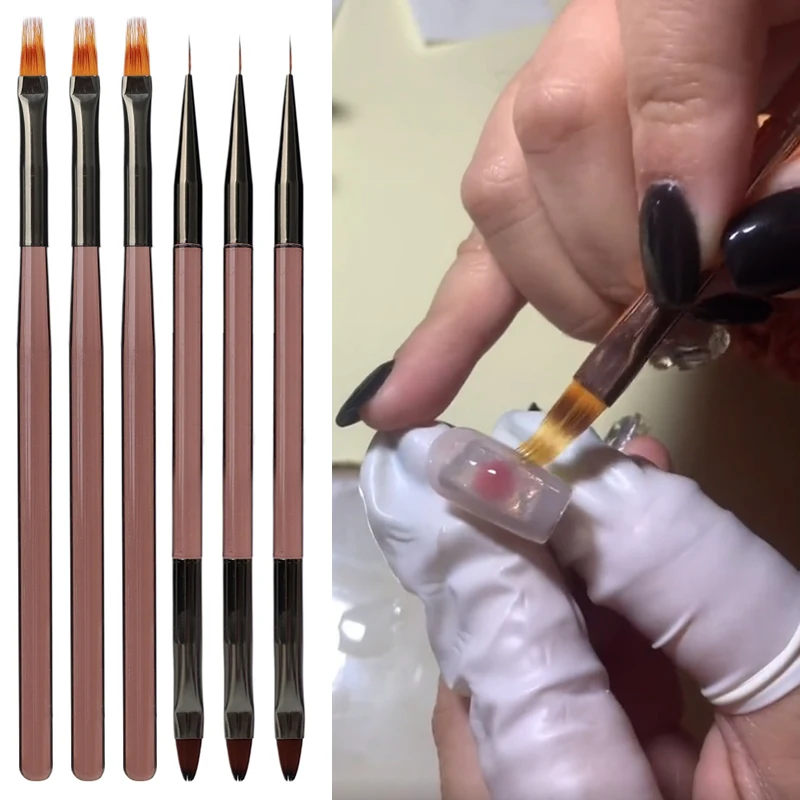 Soft Nail Art Liner Brush Double-end Microfiber Wool Professional Smudging Painting Gradient DIY Nails Gel Brushes Manicure Pen 2