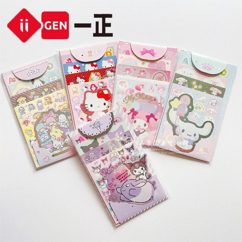 

Kawaii Мультяшные наклейки с животными Sanrio Kitty Melody Kuromi коричная декоративная палочка для скрапбукинга Idol карта Милая декоративная