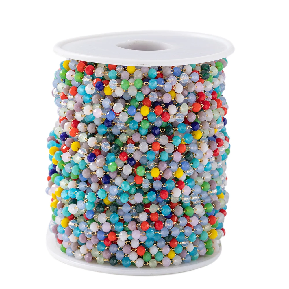 1 Meter 3,6 mm Edelstahl bunte Kristallperlen Kugelkette Zubehör DIY Perlen Halskette Schmuckherstellung Zubehör finden – Detail 3