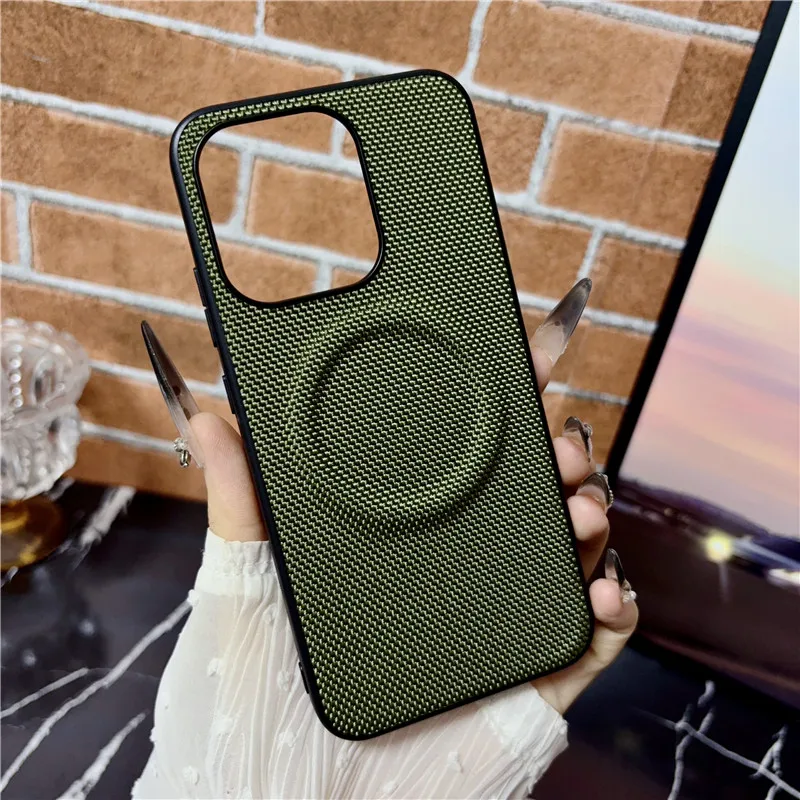 Luxury Carbon Fiber Pattern PU Leather + TPU Anti-Fall Wireless Charging Cover by ELVEV