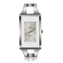 Elegant Crystal Silver Women's Bracelet Watch - Stainless Steel Quartz Wristwatch (WHITE)